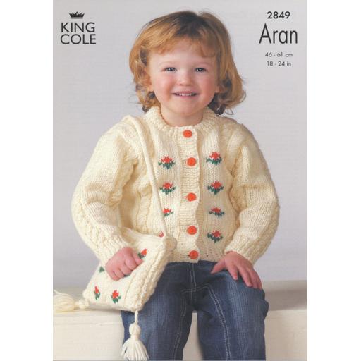King Cole 2849: Cardigan with intarsia rose motifs