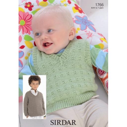 Sirdar 1766: Knit and purl textured V neck jumper