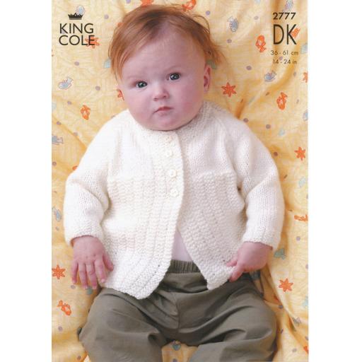 King Cole 2777: Cardigan and button necked jumper