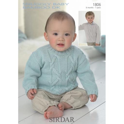 Sirdar 1806: Cabled round neck or collared jumper