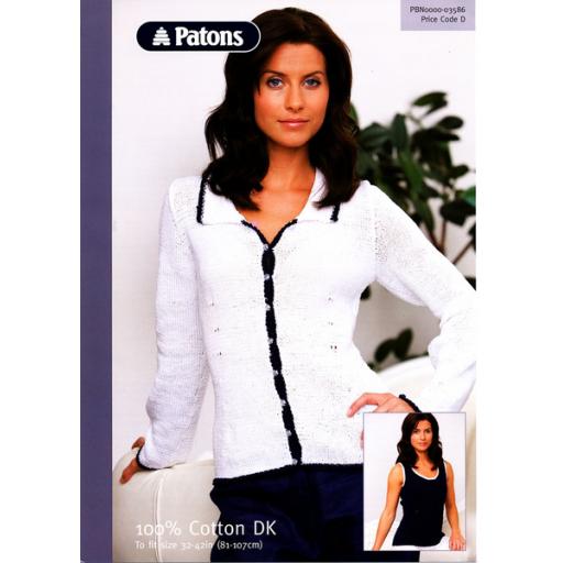 Patons 3586: Jacket with contrast edging and collar detail