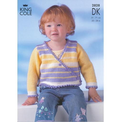 King Cole 2828: Stripy patterns for a jumper, zipped cardigan and ballerina top
