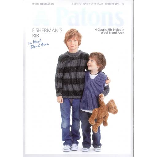 Patons 3755: 4 styles of Fisherman's rib jumpers for kids